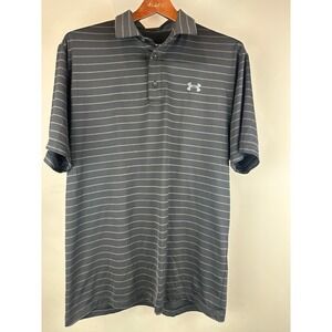 Under Armour Playoff Plo Mens‎ Sz Medium Striped Golf Polo Shirt